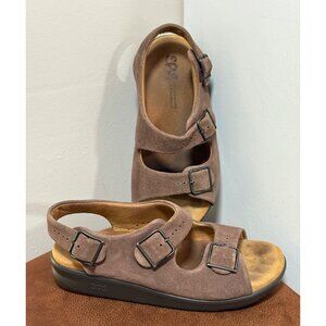 SAS RELAXED SUEDE SANDALS WOMENS 9W BROWN OPEN TOE TRIPAD COMFORT SLINGBACK